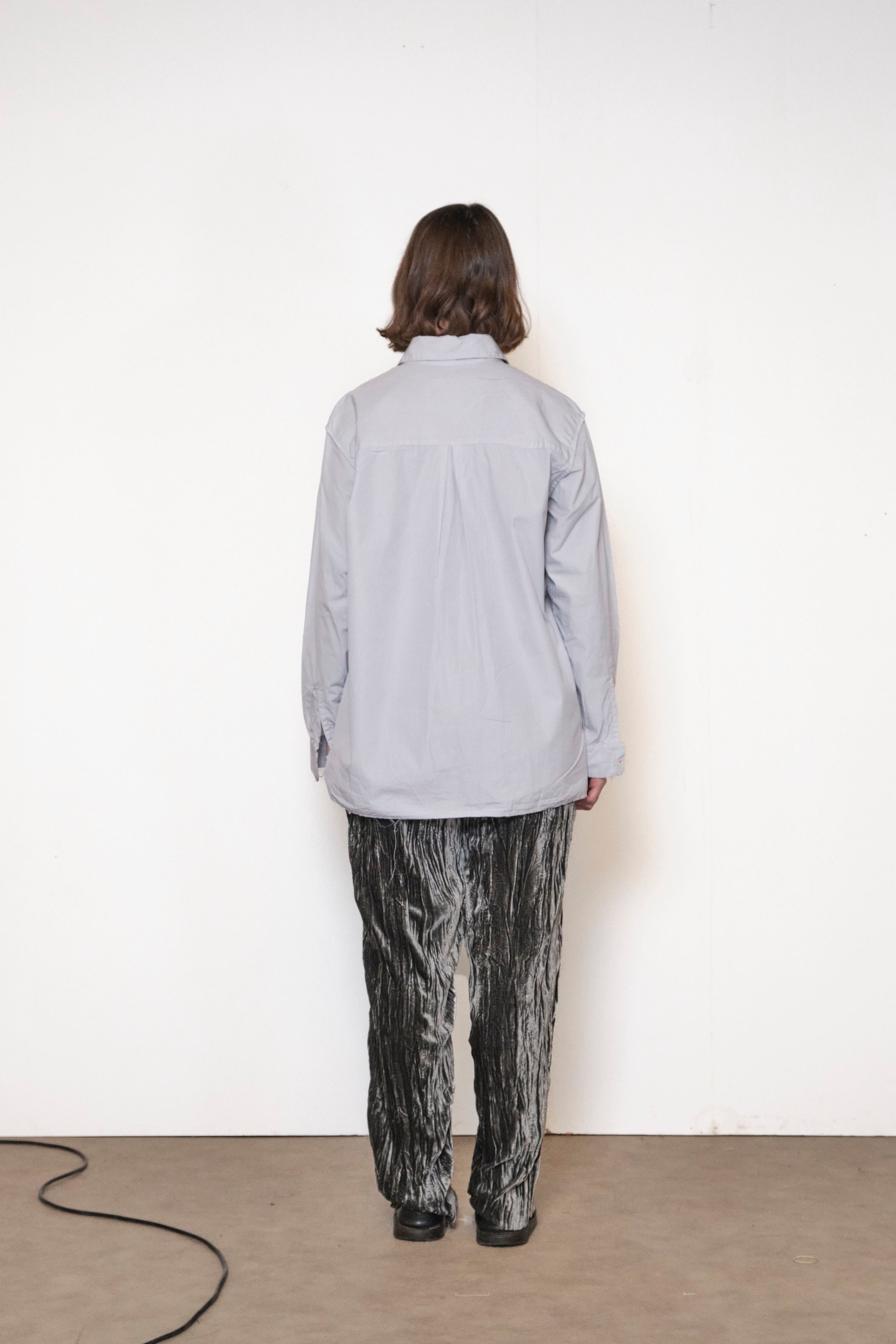 ONE OFF SILK VELVET PANTS grey