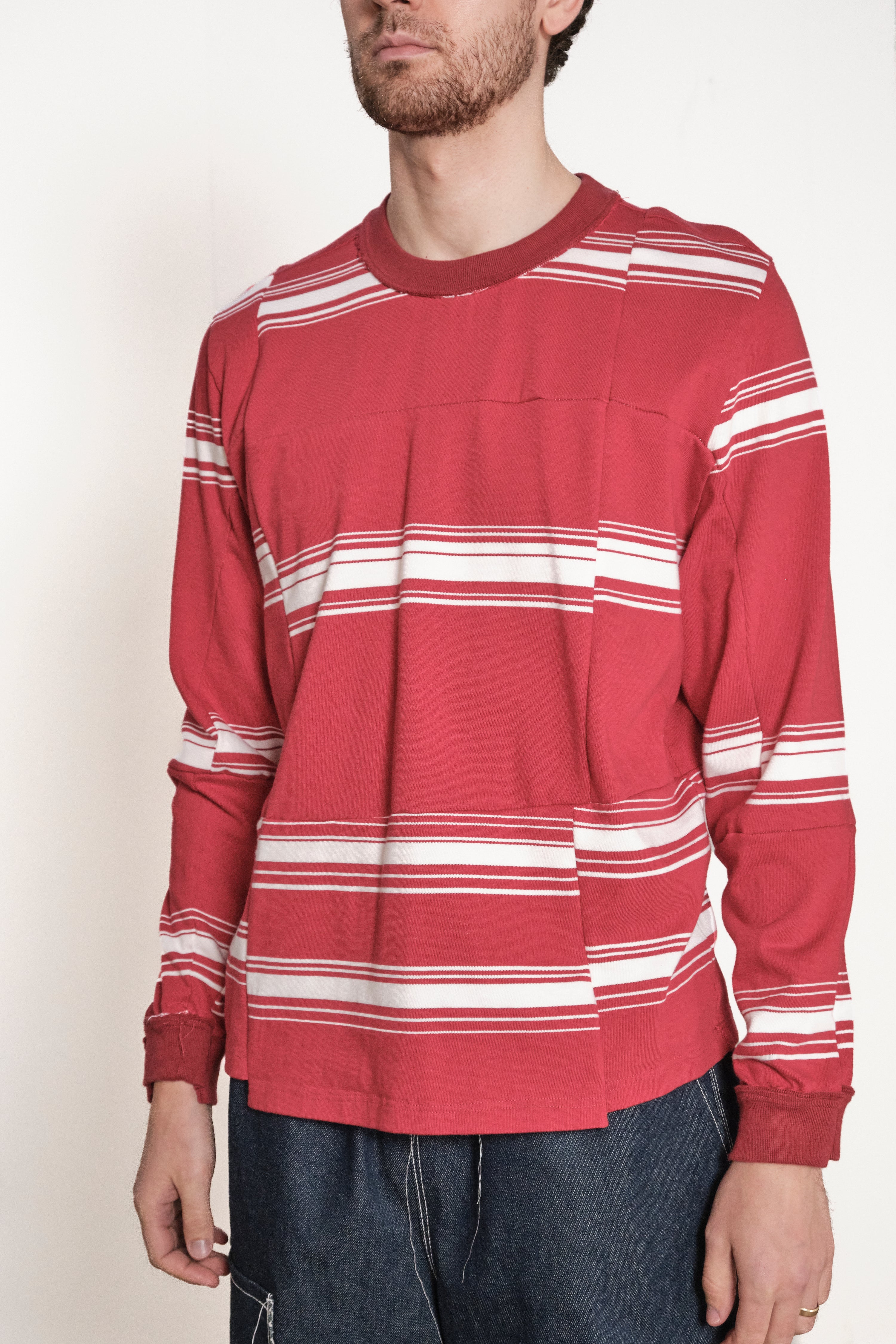 ONE OFF PANNEL TEE LS red